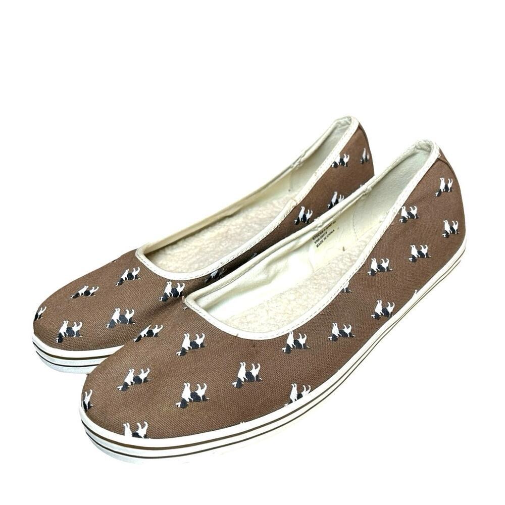 LLBean Women’s Eco Bay Dog Print Sherpa Lined Flats Size 11